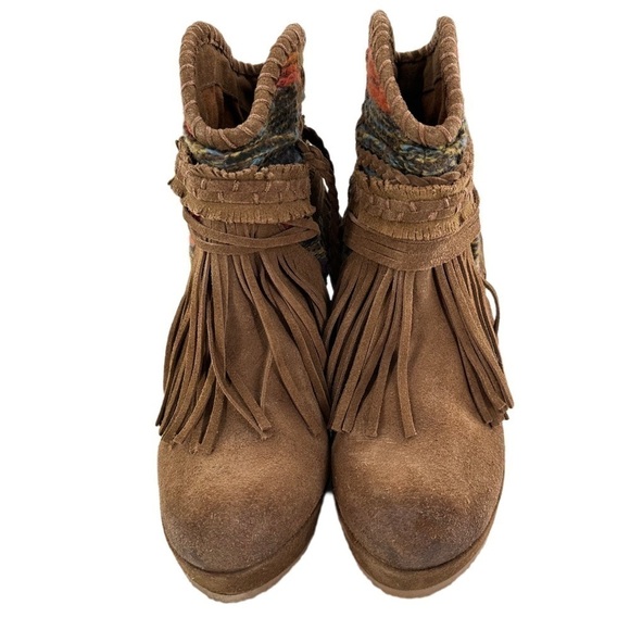 Naughty monkey trixie ankle booties 10 brown suede boho tribal western boots - Picture 2 of 15